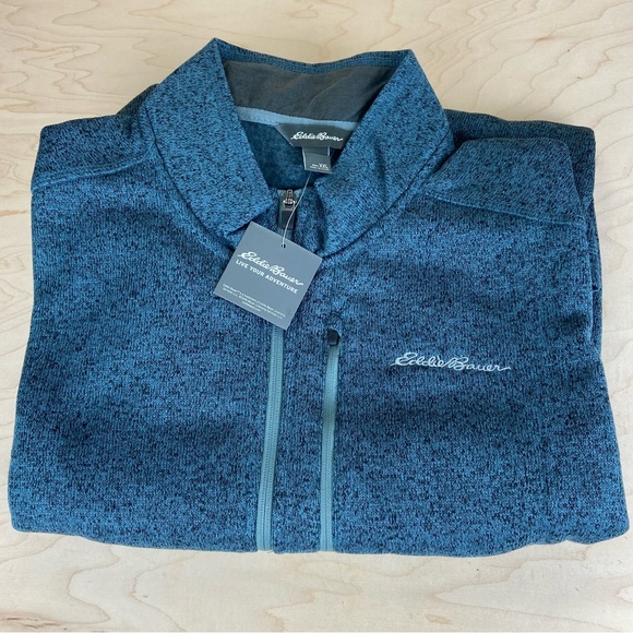 Eddie Bauer Mens Radiator 1/4 Zip Pullover Fleece Size 2XL Blue Black - Picture 1 of 7